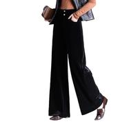 OATTIS Pantalones De Pierna Ancha De Pierna Recta Colgantes De Terciopelo Dorado para Mujer En Otoño E Invierno, Pantalones Casuales Sueltos Y Adelgazantes De Cintura Alta,Color1,3XL