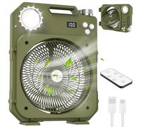 OAUEOR Ventilador de Camping Portátil con Luz LED/SOS, Inalámbrico 5400mAh y Recargable Silencioso, 100 Velocidades, Oscilación Automática, Temporizador/Mando a Distancia, para Casa, Tienda, Viaje