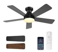 OAUEOR Ventilador de Techo con Luz y Mando a Distancia, 106cm Lámpara Ventilador Techo Silencioso con App, Motor DC, Luz LED 36W Regulable, 6 Velocidades, Reversible, para Dormitorio y Salón