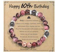 OAVOOK Regalos de cumpleaños 30, 40, 50, 60, 70, 21, 80, 90, regalos únicos para mujer, pulsera de cuentas para mamá, tía, esposa, abuela, hermanas, amigas, 60th Birthday Gift, Piedra, No es una