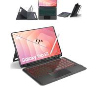 OAWEEN Funda para teclado Samsung Galaxy Tab S11 de 11 pulgadas, soporte para bolígrafo S, teclado retroiluminado de 7 colores con tecla AI y trackpad, funda desmontable con soporte de ángulo de