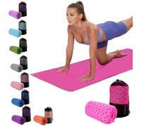 Oaygat Estera de yoga toalla absorbente de sudor - Manta de yoga de 24" x 72" Secado rápido Hot Yoga Mat paño estera toalla de yoga antideslizante manta de yoga con bolsa de malla para Bikram, Pilates