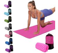 Oaygat Toalla de yoga absorbente del sudor, manta de yoga de 24 x 72 pulgadas, de secado rápido, esterilla de yoga caliente, toalla antideslizante con bolsa de transporte de malla para ciclismo