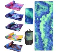 Oaygat Toalla de yoga antideslizante con puntos de agarre, manta de yoga de 24 x 72 pulgadas, manta de yoga súper suave que absorbe el sudor, toalla de microfibra con bolsa de transporte de malla para