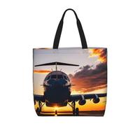 OAZCVBNN Aircraft Plane At Sunset - Bolsa de viaje reutilizable y respetuosa con el medio ambiente, ligera, para el trabajo, uso diario