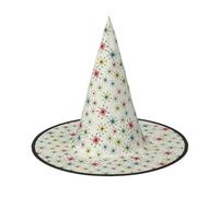 OAZCVBNN Atomic Stars - Sombrero de bruja unisex con estampado retro de estrellas para carnaval, cosplay, gorra plegable y fiestas temáticas