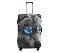 OAZCVBNN Blue Eyes - Maleta lavable con estampado de lobo universal, elástica, protector de equipaje, accesorio de viaje, Black, L, Equipaje de mano