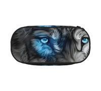 OAZCVBNN Blue Eyes Wolf Print - Estuche ligero y práctico para lápices, escuela, estudiantes, maquillaje, viajes, niño y niña, Black, Talla única, Organizador de bolsas