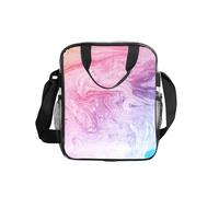 OAZCVBNN Bolsa de almuerzo con estampado de mármol colorido pastel, rosa, azul, morado, para almacenamiento transparente de alimentos, caja bento para escuela y oficina, viajes, picnic