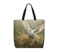 OAZCVBNN Bolsa de viaje con estampado de hierba y paloma, reutilizable, respetuosa con el medio ambiente, ligera, para el trabajo, uso diario