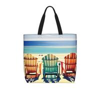OAZCVBNN Bolsa organizadora extragrande con estampado de escena de playa con sillas, para mujeres y hombres, ligera, reutilizable