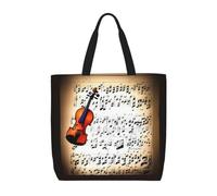 OAZCVBNN Bolsa organizadora extragrande con estampado de partituras de violín, para mujeres y hombres, ligera, reutilizable, para el hombro