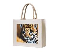 OAZCVBNN Bonita bolsa de mano ecológica con estampado de jaguar, unisex, grande, reutilizable, para uso diario, oficina, compras, playa, viajes