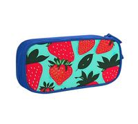 OAZCVBNN Bonito estuche con estampado de fresas para lápices, borradores, bolígrafos, estudiantes, escuela, oficina, multiescena, Blue, Talla única, Juego de mochila escolar