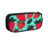 OAZCVBNN Bonito estuche con estampado de fresas para lápices, borradores, bolígrafos, estudiantes, escuela, oficina, multiescena, Black, Talla única, Juego de mochila escolar