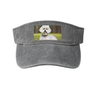 OAZCVBNN Bonito gorro vintage con estampado de perro Bichon Frise con hebilla ajustable, clásica, a la moda, informal, deportiva, gris, Talla única