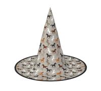 OAZCVBNN Bonito sombrero de bruja unisex con estampado de caballo para carnaval, cosplay, gorra plegable y fiestas temáticas