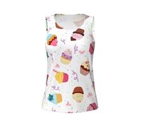 OAZCVBNN - Camiseta sin mangas para mujer, con estampado de magdalenas, atlética, sin mangas, transpirable, para verano, para yoga diario, Negro, M