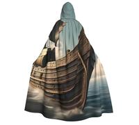 OAZCVBNN Capa con capucha para adultos, diseño de barco vikingo, para carnaval, cosplay, festivales, celebraciones al aire libre