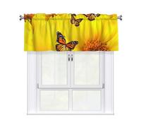 OAZCVBNN Cortinas de primavera con estampado de flores amarillas y mariposas, elegantes cortinas jacquard de 54 x 18 pulgadas, tratamiento de ventana