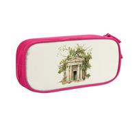 OAZCVBNN Estuche con diseño de edificio antiguo con rama de olivo romano y estampado griego para guardar lápices, maquillaje, borradores, bolígrafos, estudiantes, escuela, oficina, multiescena, Pink