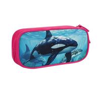 OAZCVBNN Estuche con estampado de ballenas asesinas que nadan a lo largo del estuche de almacenamiento para maquillaje, gomas de borrar, bolígrafos, estudiantes, escuela, oficina, uso multiescena