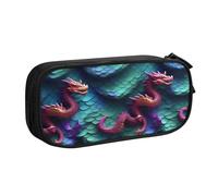 OAZCVBNN Estuche con estampado de escamas de dragón mágico en 3D, estuche de almacenamiento para maquillaje, gomas de borrar, bolígrafos, estudiantes, escuela, oficina, uso multiescena, Black, Talla