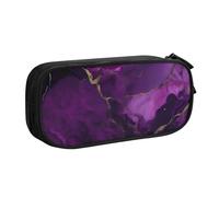 OAZCVBNN Estuche con estampado de mármol con textura morada oscura para guardar maquillaje, gomas de borrar, bolígrafos, estudiantes, escuela, oficina, uso multiescena, Black, Talla única, Juego de