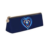 OAZCVBNN Estuche de cuero con estampado de corazón azul cielo, elegante bolsa para escuela, viajes, organización de maquillaje, ligero