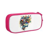 OAZCVBNN Estuche de inteligencia artificial con impresión de cerebro para guardar maquillaje, borradores de maquillaje, bolígrafos, estudiantes, escuela, oficina, uso multiescena, Pink, Talla única