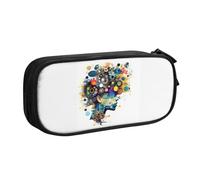 OAZCVBNN Estuche de inteligencia artificial con impresión de cerebro para guardar maquillaje, borradores de maquillaje, bolígrafos, estudiantes, escuela, oficina, uso multiescena, Black, Talla única