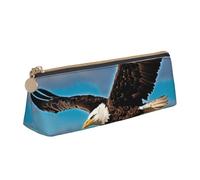 OAZCVBNN Estuche de lápices de piel con estampado de águila voladora, elegante funda para escuela, viajes, maquillaje, ligera