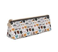 OAZCVBNN Estuche de piel con estampado de caras de gato y perro, bulldog, beagle, labrador, bolsa elegante, para escuela, viajes, organización de maquillaje, ligero
