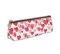 OAZCVBNN Estuche de piel con estampado de corazones rojos y texto en inglés "Falling Red Hearts", elegante bolsa para organizar el maquillaje y