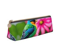 OAZCVBNN Estuche de piel con estampado de flores coloridas y pájaros, elegante bolsa para escuela, viajes, organización de maquillaje, ligero