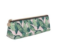 OAZCVBNN Estuche de piel con estampado de hojas de palmera verde y rosa, elegante bolsa para escuela, viajes, organización de maquillaje, ligero
