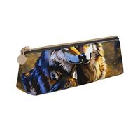 OAZCVBNN Estuche de piel con estampado de lobos, elegante bolsa para escuela, viajes, organización de maquillaje, ligero