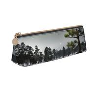 OAZCVBNN Estuche de piel con estampado de pino, diseño de árbol de aguja de invierno, elegante, para escuela, viajes, organización de maquillaje, ligero