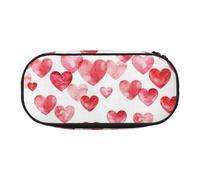 OAZCVBNN Estuche ligero con estampado de corazones rojos para escuela, estudiantes, maquillaje, viajes, niño y niña, Black, Talla única, Organizador de bolsas
