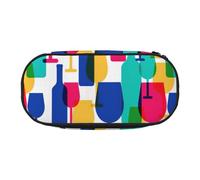 OAZCVBNN Estuche ligero y práctico para lápices con estampado de copas de cóctel y botellas de vino, estuche para lápices, para estudiantes, maquillaje, viajes, niño y niña, Black, Talla única