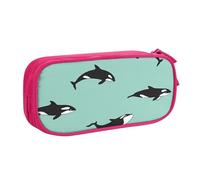 OAZCVBNN Estuche para lápices con estampado de ballena del océano Pacífico, almacenamiento de maquillaje, gomas de borrar, bolígrafos, estudiantes, escuela, oficina, multiescena, Pink, Talla única