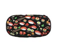 OAZCVBNN Estuche para lápices con estampado de camarones japoneses de sushi, ligero, cómodo, para escuela, estudiantes, maquillaje, viajes, niño y niña, Black, Talla única, Organizador de bolsas