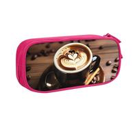 OAZCVBNN Estuche para lápices con estampado de corazón y café, para guardar maquillaje, borradores, bolígrafos, estudiantes, escuela, oficina, multiescena, Pink, Talla única, Juego de mochila escolar