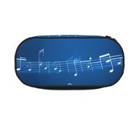 OAZCVBNN Estuche para lápices con estampado de notas musicales azules, ligero, cómodo, para escuela, estudiantes, maquillaje, viajes, niño y niña, Black, Talla única, Organizador de bolsas