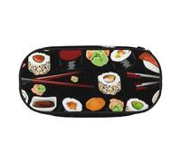 OAZCVBNN Estuche para lápices con estampado japonés de sushi negro, ligero, práctico, para escuela, estudiantes, maquillaje, viajes, niño y niña, Black, Talla única, Organizador de bolsas