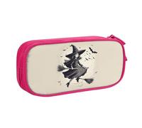 OAZCVBNN Estuche para lápices de Halloween con diseño de bruja voladora, para guardar maquillaje, borradores, bolígrafos, estudiantes, escuela, oficina, multiescena, Pink, Talla única, Juego de