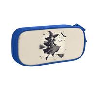OAZCVBNN Estuche para lápices de Halloween con diseño de bruja voladora, para guardar maquillaje, borradores, bolígrafos, estudiantes, escuela, oficina, multiescena, Blue, Talla única, Juego de