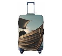 OAZCVBNN Funda para maleta de viaje con diseño de barco vikingo antiguo con diseño elástico antiarañazos, Black, L