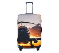 OAZCVBNN Funda para maleta de viaje con estampado de avión al atardecer con diseño elástico antiarañazos, Black, L
