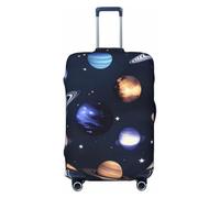 OAZCVBNN Funda para maleta de viaje con estampado de galaxias y estrellas de planetas y la Vía Láctea con diseño elástico antiarañazos, Black, XL